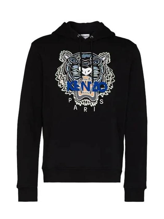 Tiger Embroidered Logo Hoodie Black - KENZO - BALAAN 2