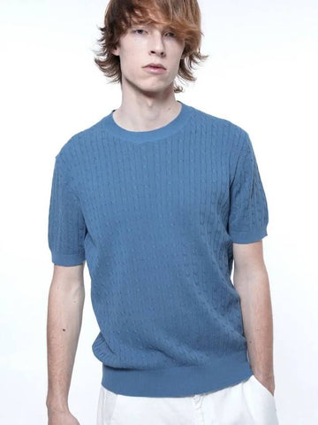 Men s LCRHK SK Linen Cable Round Half Knit Sky - CHANCE'S NOI - BALAAN 1