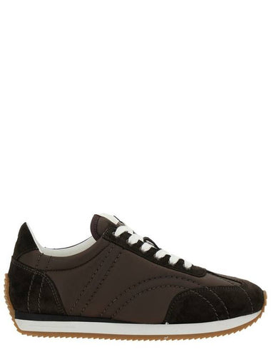 Brown Sneakers With Logo Detail On The Tongue In Suede And Tech Fabric Woman - TOTEME - BALAAN 1