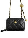 gold-plated lambskin gold ball chain card wallet black - CHANEL - BALAAN 2