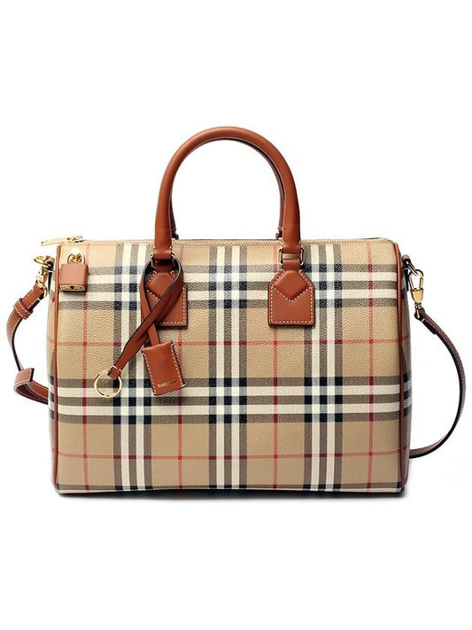 Medium Check Bowling Tote Bag Archive Beige Briar Brown - BURBERRY - BALAAN 2