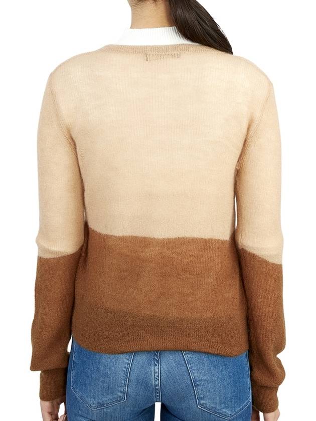 Calca Color Block Mohair Wool Cardigan Beige Brown - MAX MARA - BALAAN 8