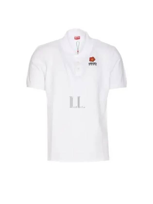 Boke Flower Embroidery Cotton Polo Shirt White - KENZO - BALAAN 2