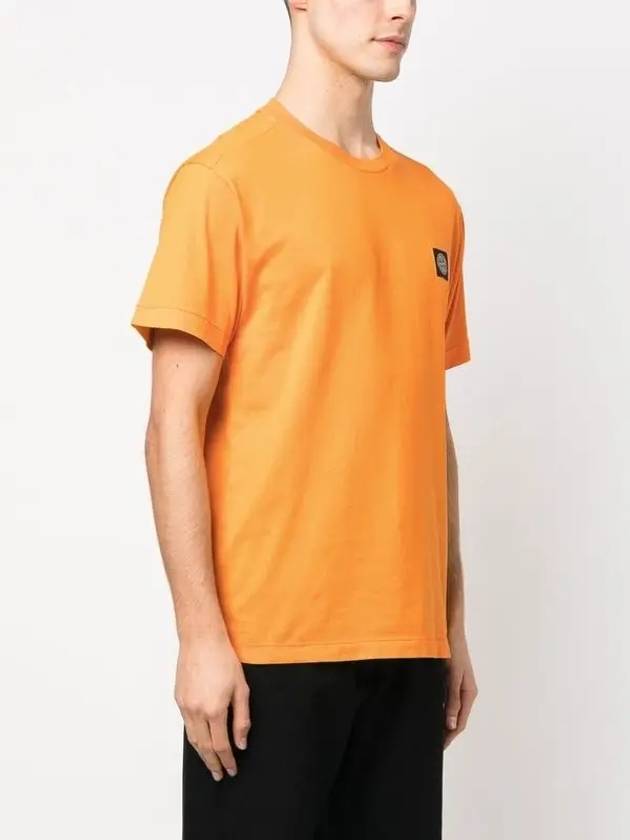 Logo Patch Cotton Short Sleeve T-Shirt Orange - STONE ISLAND - BALAAN 3