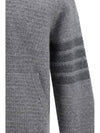 4 Bar Cashmere Lambswool Zip Up Hoodie Light Grey - THOM BROWNE - BALAAN 4