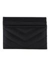 Gold Matelasse Caviar Leather Card Wallet Black - SAINT LAURENT - BALAAN 5