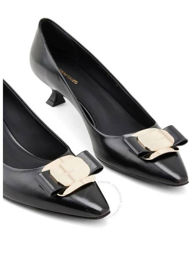 New Vara Plate Leather Pumps Black - SALVATORE FERRAGAMO - BALAAN 4