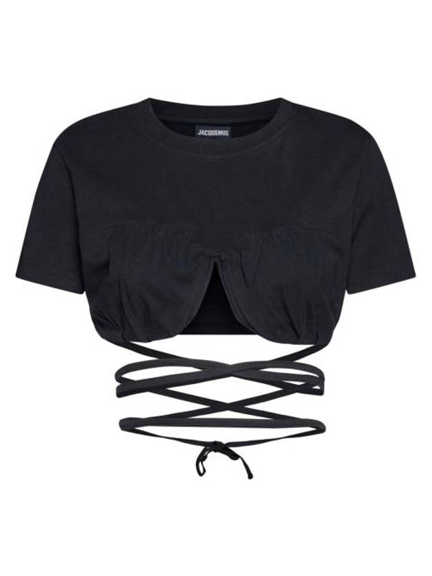 Le Bassy Gathered Bra Short Sleeve T-Shirt Black - JACQUEMUS - BALAAN 2