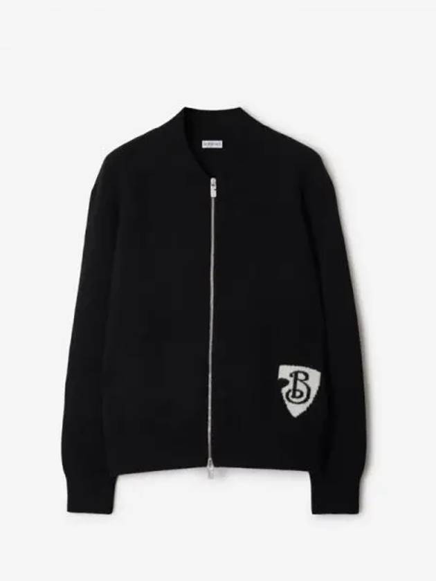 B Shield Wool Blend Bomber Jacket Black - BURBERRY - BALAAN 2