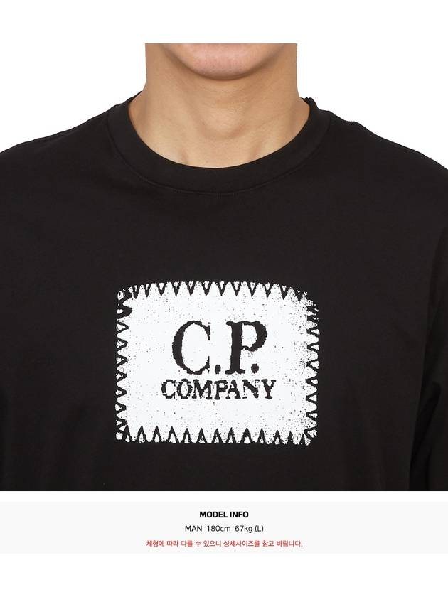 Logo Printed Cotton Long Sleeve T-Shirt Black - CP COMPANY - BALAAN 6