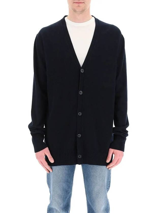 Signature Stitch V-neck Wool Cardigan Navy - MAISON MARGIELA - BALAAN 3