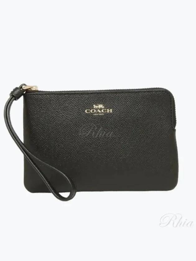 Crossgrain Leather Zipper Wristlet Wallet Black - COACH - BALAAN 2