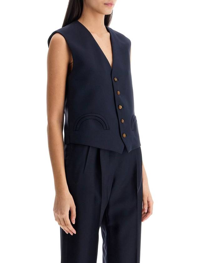 women's blue wool vest with v-neck - BLAZE MILANO - BALAAN 2