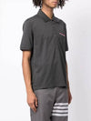 Men's Three Stripes Pocket Mercerized Short Sleeve Polo Shirt Dark Grey - THOM BROWNE - BALAAN 5