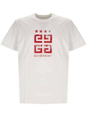 4G Logo Slim Fit Cotton Short Sleeve T-Shirt White - GIVENCHY - BALAAN 1