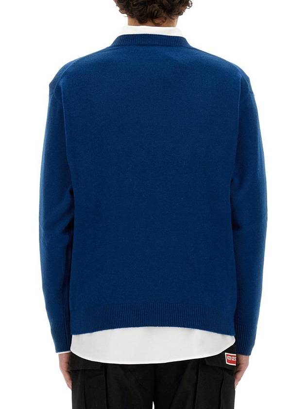 Boke Flower Merino Wool Knit Top Blue - KENZO - BALAAN 4