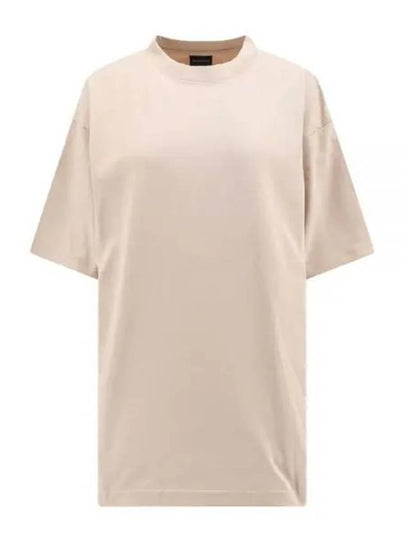 Logo Print Short Sleeve T-Shirt Beige - BALENCIAGA - BALAAN 2