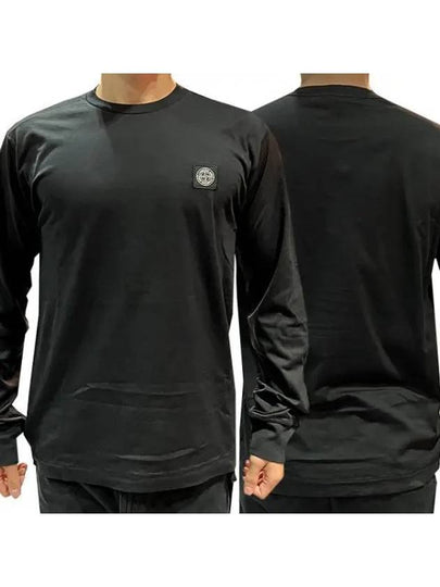 Logo Patch Long Sleeve T-Shirt Black - STONE ISLAND - BALAAN 2