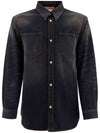 Oversized Denim Long Sleeve Shirt Dark Blue - ACNE STUDIOS - BALAAN 2