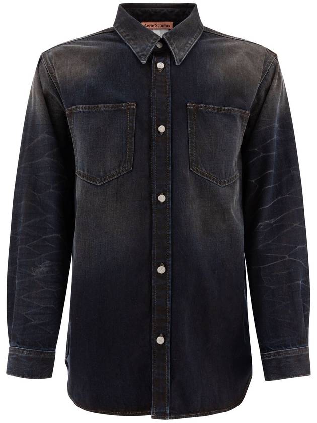 Oversized Denim Long Sleeve Shirt Dark Blue - ACNE STUDIOS - BALAAN 2