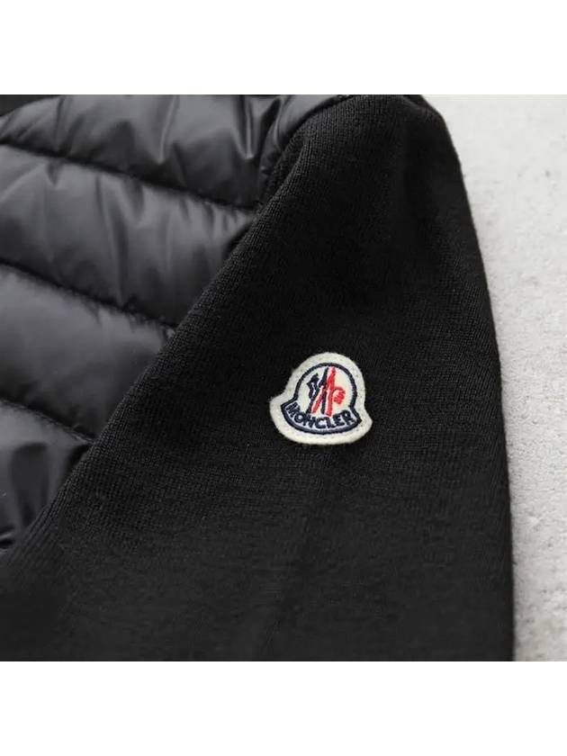 Padded Wool Zip-Up Cardigan Navy - MONCLER - BALAAN 7