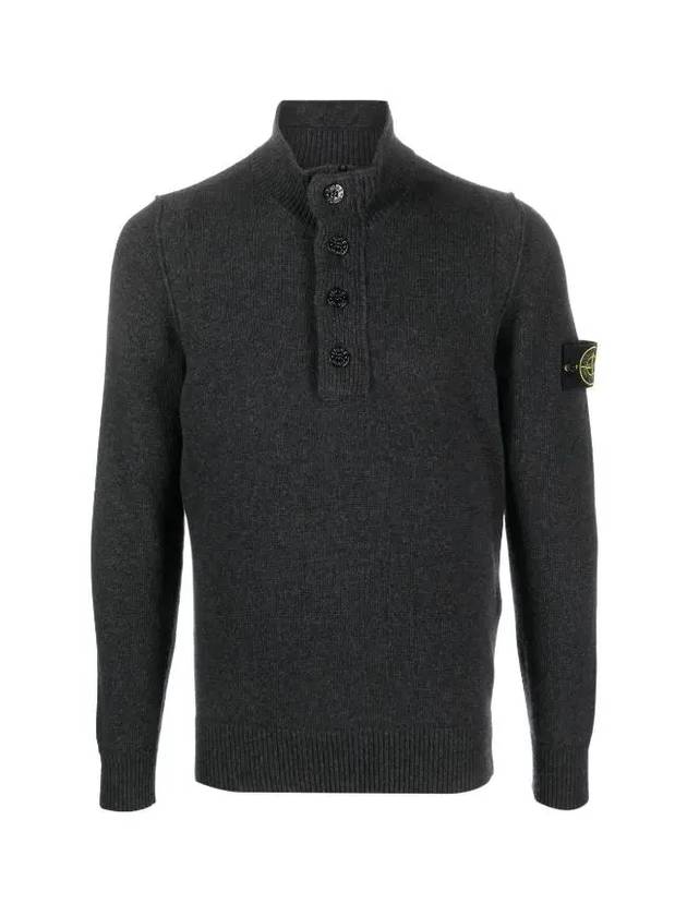 Wappen Patch Button Knit Top Charcoal - STONE ISLAND - BALAAN 1