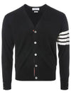 Men's Sustainable Classic Diagonal Wool Cardigan Black - THOM BROWNE - BALAAN 2