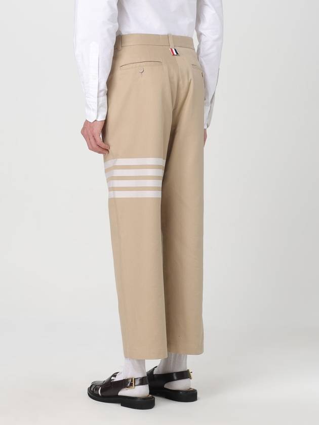 4 Bar Stripe Cotton Straight Pants Beige - THOM BROWNE - BALAAN 4