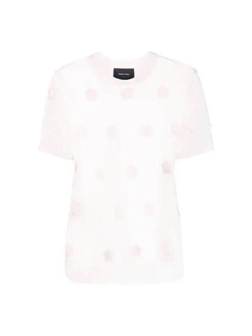 Simone Rocha Floral Cutout Cotton T Shirt TS3620553 PINK - ETC - BALAAN 1