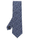 Elephant Print Silk Neck Tie Blue - SALVATORE FERRAGAMO - BALAAN 3