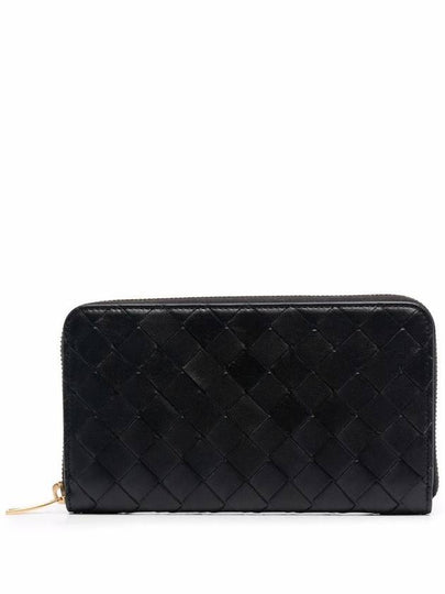 Intrecciato Zipper Around Closure Leather Long Wallet Black - BOTTEGA VENETA - BALAAN 2