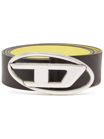 B-1DR D Logo Buckle Reversible Leather Belt Black Yellow - DIESEL - BALAAN 1