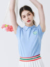 Smile color combination collar neck sleeveless knit SKY BLUE - MONBIRDIE GOLF - BALAAN 7