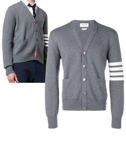 Milano Stitch 4-Bar Cardigan Medium Grey - THOM BROWNE - BALAAN 2