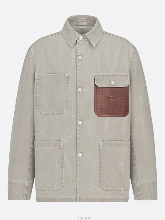 Patch Pocket Cotton Canvas Jacket Grey - DIOR - BALAAN 6