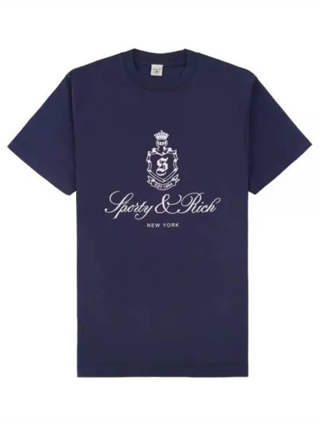 Vendome Cotton Short Sleeve T-Shirt Navy - SPORTY & RICH - BALAAN 2