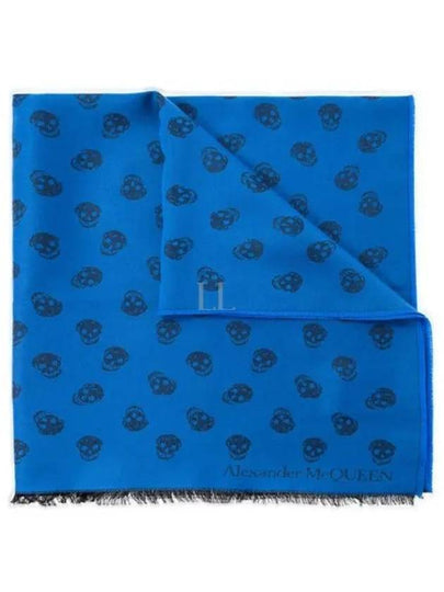 Skull Print Wool Silk Muffler Blue - ALEXANDER MCQUEEN - BALAAN 2