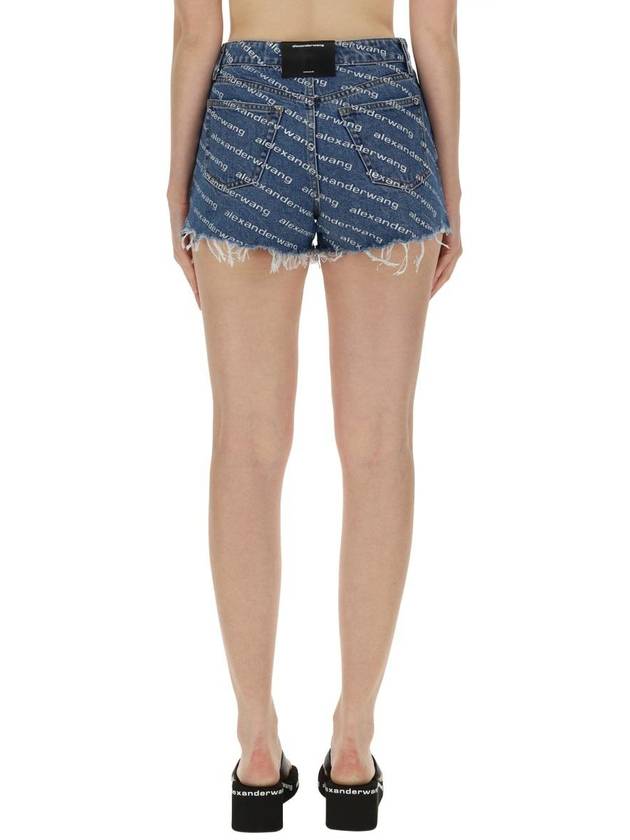 Byte Logo Monogram Denim Shorts Blue - ALEXANDER WANG - BALAAN 5