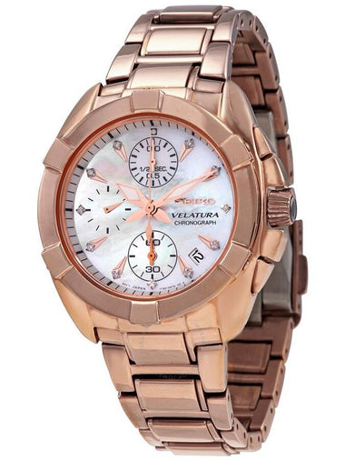 Open Box - Seiko Velatura Chronograph Quartz Diamond Mother Of Pearl Dial Ladies Watch Sndx92p1 - SEIKO - BALAAN 1