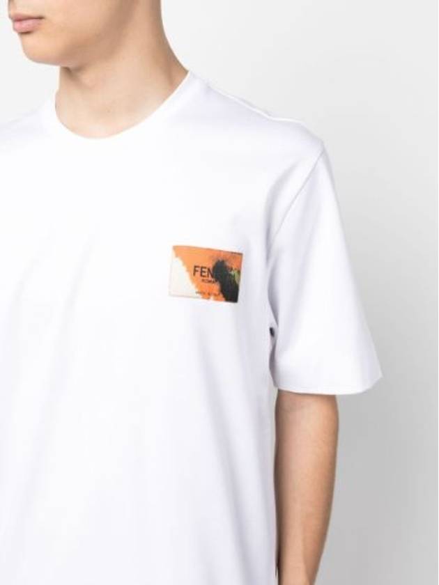 Logo Label Patch Short Sleeve T-Shirt White - FENDI - BALAAN 4