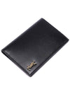 Monogram Logo Card Passport Wallet Black - SAINT LAURENT - BALAAN 6