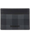 Check Leather Card Case Charcoal - BURBERRY - BALAAN 1