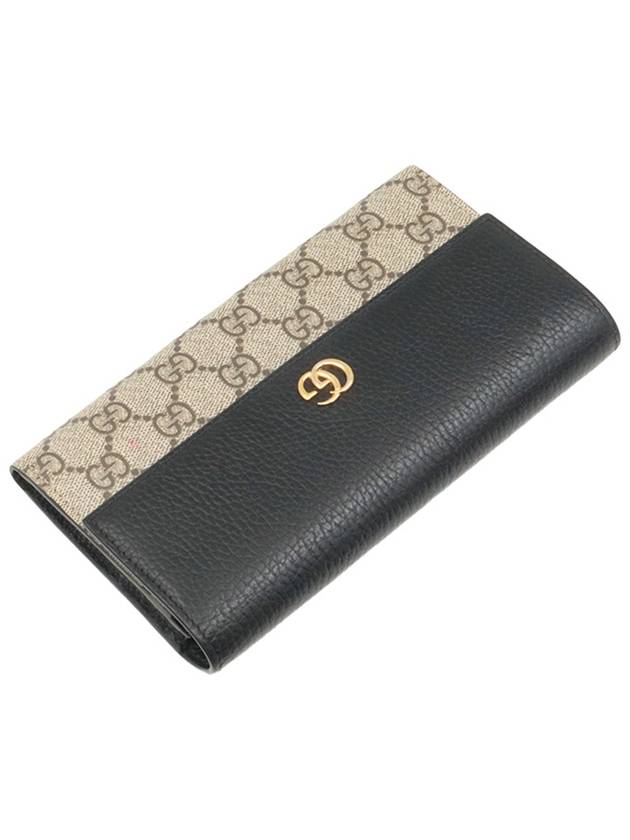 GG Supreme Canvas Black Leather Gold Plated Marmont Long Wallet 456116 - GUCCI - BALAAN 6