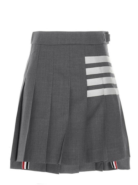4 Bar Plain Weave Mini Pleated Skirt Grey - THOM BROWNE - BALAAN 1