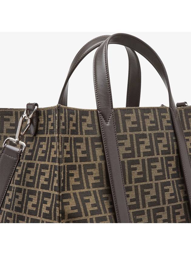 FF Jacquard Fabric Shopper Tote Bag Brown - FENDI - BALAAN 6