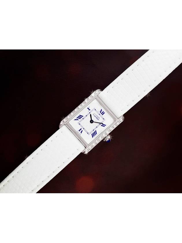 Must Tank Quartz White Roman Dial Diamond Leather Watch - CARTIER - BALAAN 2