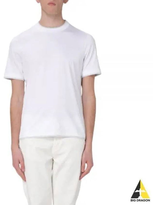 Men's Layered Effect Short Sleeve T-Shirt White - BRUNELLO CUCINELLI - BALAAN 2