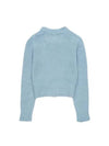 crew neck brushed alpaca knit top blue - AMI - 3