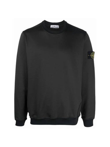 Men's Wappen Patch Round Cotton Nylon Fleece Sweatshirt Black - STONE ISLAND - BALAAN 1