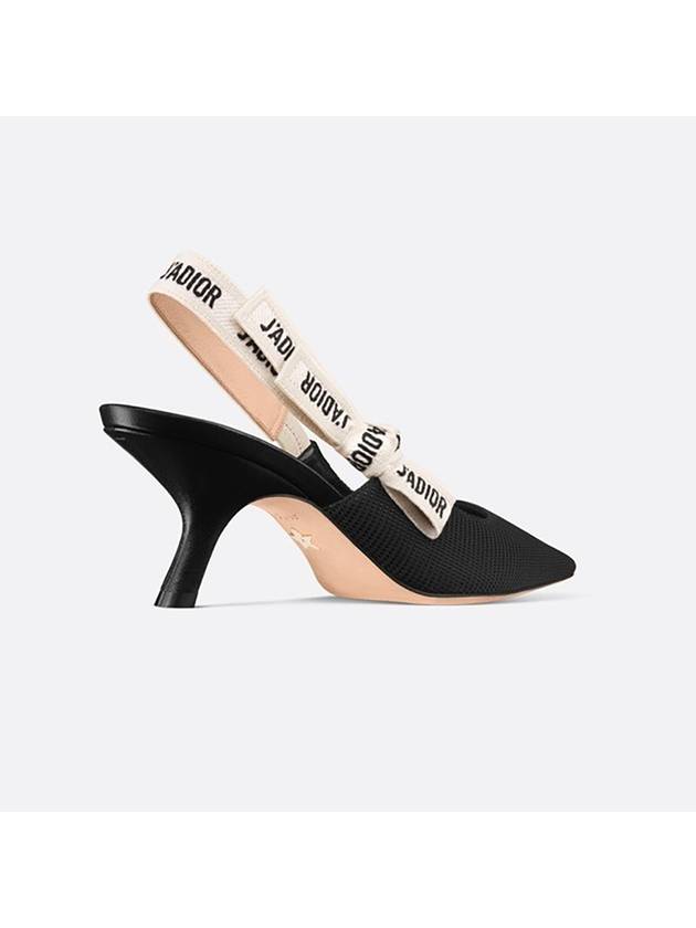 J'adior Embroidered Ribbon Fabric Slingback Heels Black - DIOR - BALAAN 5